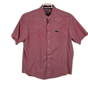 Chaps Men's Large Red & White Short Sleeve Checked Shirt‎